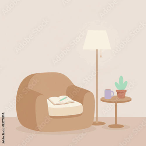 Reading and journaling chair with lamp