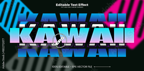 Kawaii editable text effect in modern cyber simple trend style