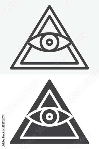 All seeing eye vector icon in line and solid different style