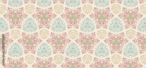 vintage pattern, seamless pattern, floral ornament, damask pattern, decorative background, pastel wallpaper, elegant design, classic wallpaper, retro textile, floral texture, ornamental motif, repeati