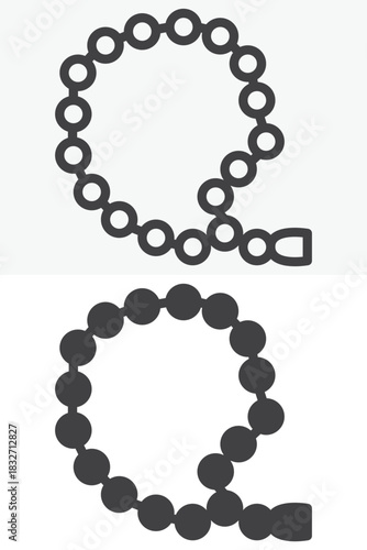 Muslim rosary vector icon in line and solid different style