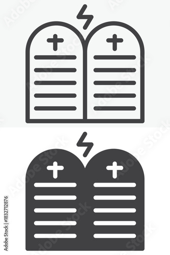 Commandments stones vector icon in line and solid different style