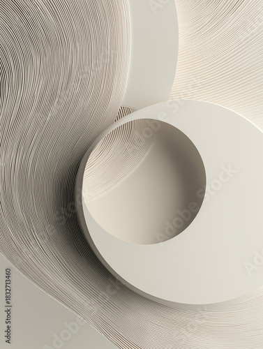 Modern minimalist composition with thin graphic line accent on neutral surface, design background for layout