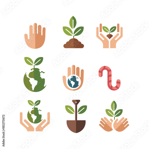 World Soil Day Vector Set Logo Icon