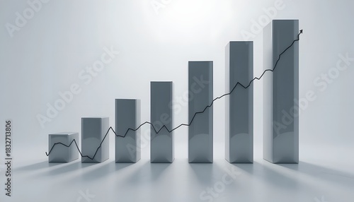Minimalist 3D Financial Bars Showing Upward Trend