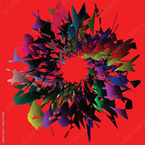 Abstract art made of colored particles