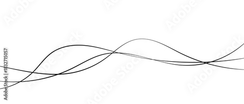 Thin line wavy abstract vector background. Curve wave pattern. Vector line art striped graphic template.