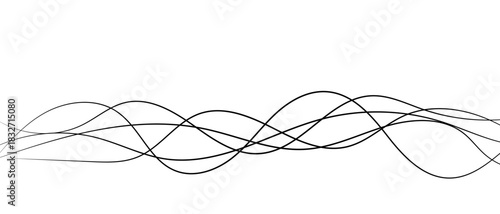 Thin line wavy abstract vector background. Curve wave pattern. Vector line art striped graphic template.