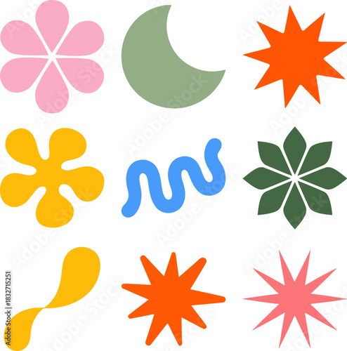 Cute Abstract Geometric Sticker Elements