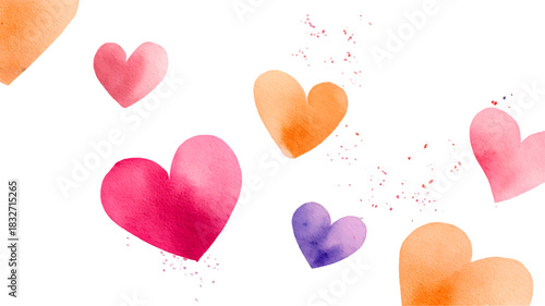 Watercolor hearts art creating a romantic and loving background design for valentine's day, wedding concepts, anniversaries, celebrations of passion, and emotional greetings