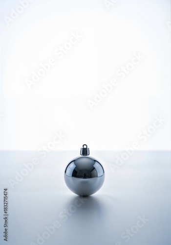 Minimal Silver Ornament With Clean New Year Copy Space
