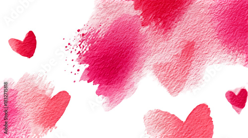 Watercolor hearts art for valentine's day greeting card, romantic love expression, wedding invitation background, or celebration decoration design