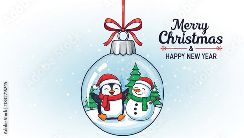 Winking emoticon character waving hello and holding a wrapped gift box with a red bow for a celebration