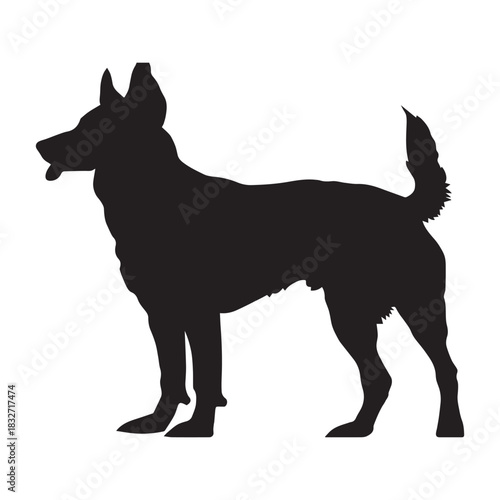 vector illustration of a black dog on white background