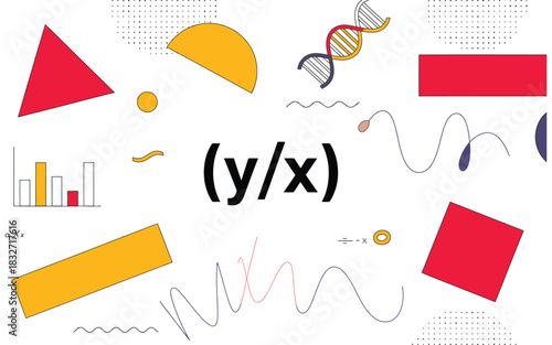 Abstract geometric and scientific elements collage