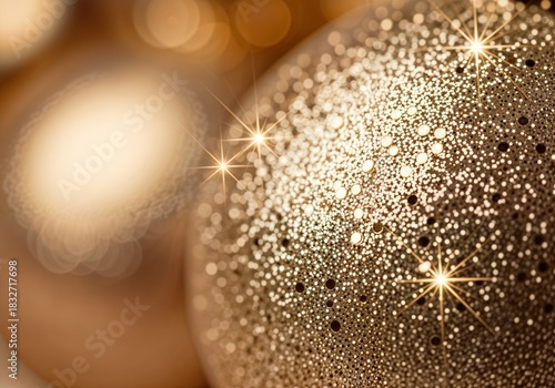 Champagne Glitter Ornament Macro With Copy Space
