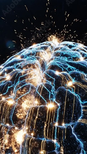 Abstract illustration of a digital brain with glowing blue circuits representing data and artificial intelligence