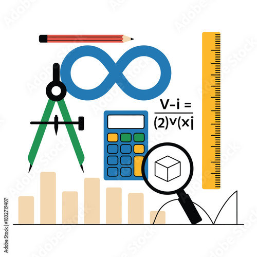 Collection of math and science tools and symbols for education and research