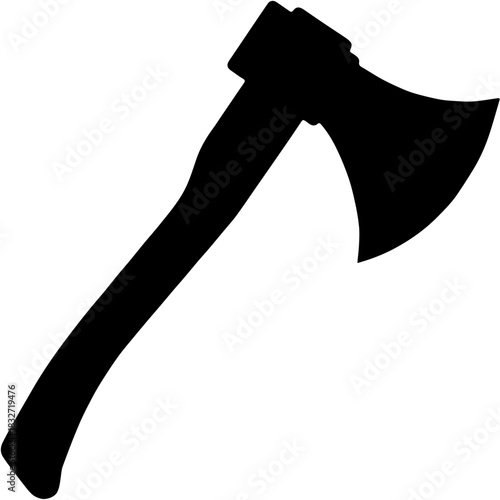 Axe Silhouette Vector Icon - Wood Chopping Tool Graphic