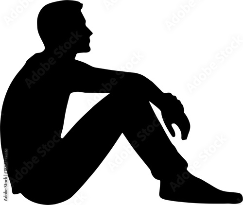 Man Sitting Silhouette Vector. Relaxed and Casual Pose.