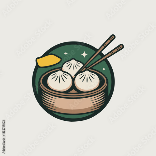 vector illustration of a plate of momo