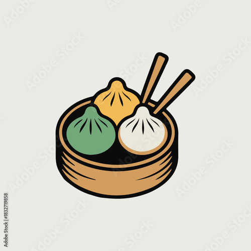 vector illustration of a plate with dumpling
