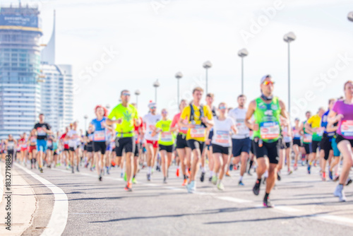 marathon runners in the city