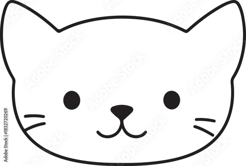 Cute kiiten face outline, cat head outline, cat head silhouette