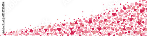 Love valentine background with pink hearts on transparent background. Vector banner, postcard, background. The 14th of February.
