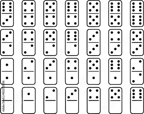Black Outline Domino Pieces with Dots (Pips).