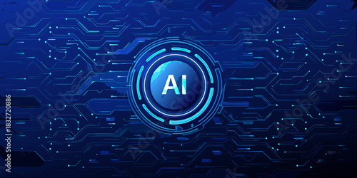 Artificial intelligence concept with circuit board and ai symbol