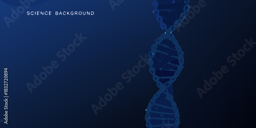 Abstract dna strand on dark blue background for science or medical use