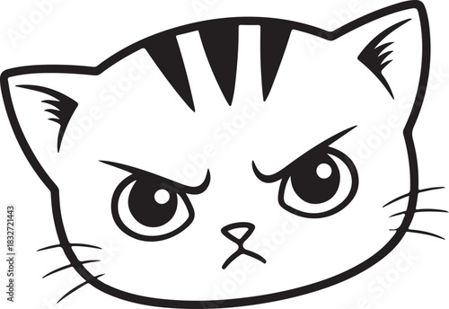 Cute kiiten face outline, cat head outline, cat head silhouette