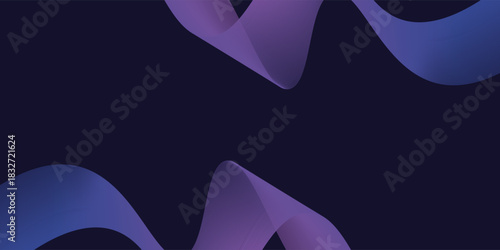 Abstract dark background with glowing wave. Shiny moving lines design element. Modern purple blue gradient flowing wave lines. modern design