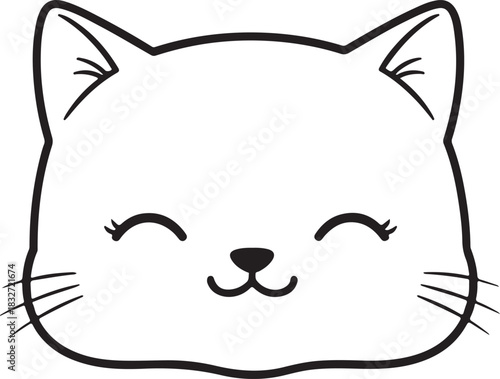 Cute kiiten face outline, cat head outline, cat head silhouette