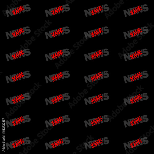 Fake news seamless pattern isolated on black  background