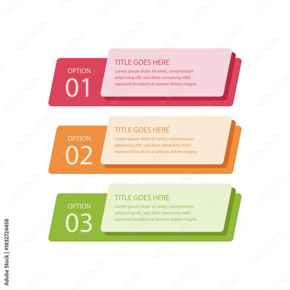 Fototapeta premium Numbered list of options with titles and descriptive text