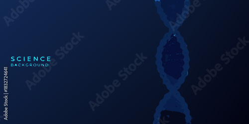 Abstract dna strand on dark blue background for science and technology