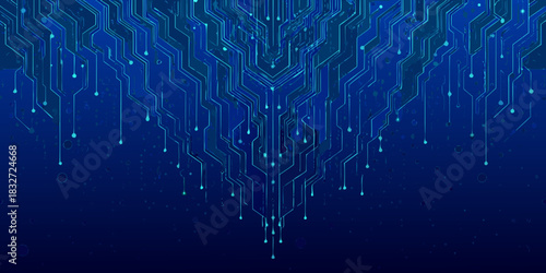 Abstract blue circuit board technology background with dotted connections