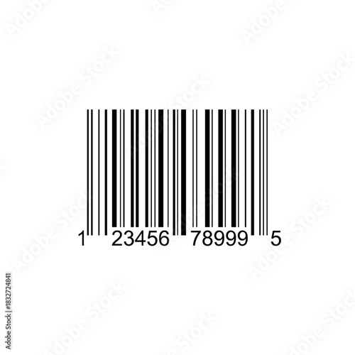 Fake UPC (Universal Product Code) line barcode icon label with serial number for product mockups and graphics uses illustration.