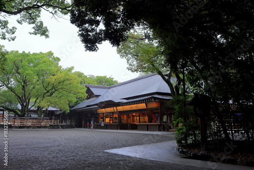 Atsuta jingu Shrine, a revered Shinto shrine surrounded by cypress trees in Jingu, Atsuta Ward, Nagoya, Aichi, Japan