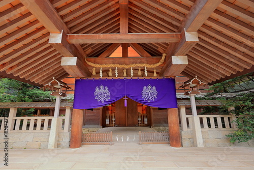 Atsuta jingu Shrine, a revered Shinto shrine surrounded by cypress trees in Jingu, Atsuta Ward, Nagoya, Aichi, Japan