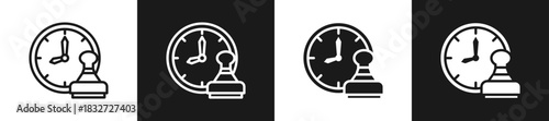 Time Stamping Line N Glyph Icon Styles In Black And White Background