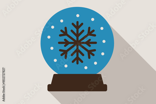Geometric Snow Globe. Snow globe close-up. geometric sans heavy, flat fills, long angled soft shadows,