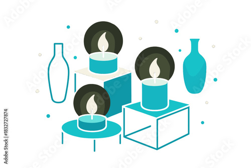 Warm Glow Interior. Warm Glow Interior. Flat minimalist vector illustration of a Warm Glow Interior. Circular