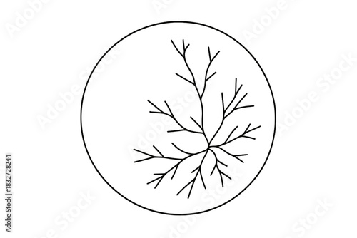 Frozen Sphere Elegance. Frozen sphere close-up. Minimalistic one-line drawing single ice bubble with crackled