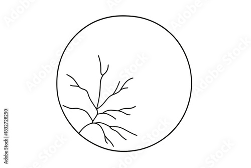 Minimalist Ice Bubble. Ice bubble texture. Minimalistic one-line drawing close-up spherical frozen bubble with