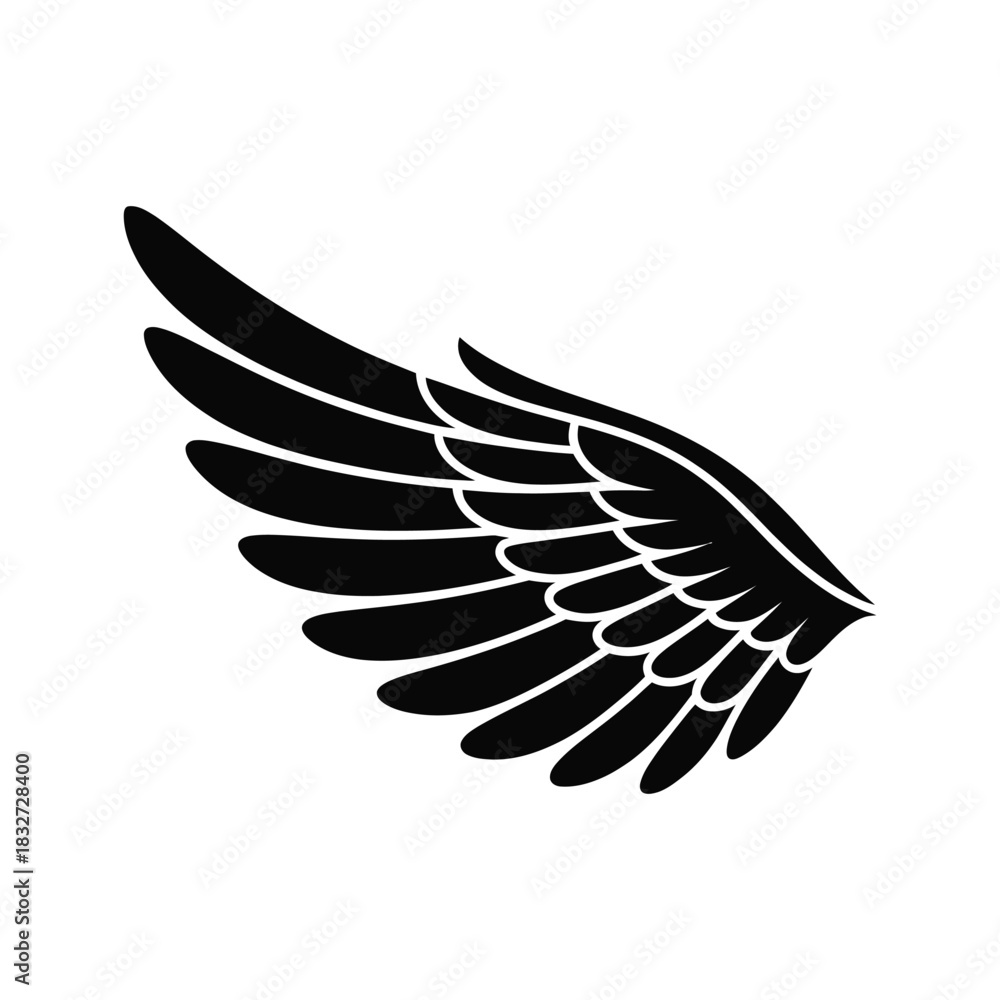 Obraz premium Tribal-style wing design, silhouette vector design on a white background