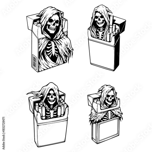 black cigarette packs open and a creepy inside it silhouette