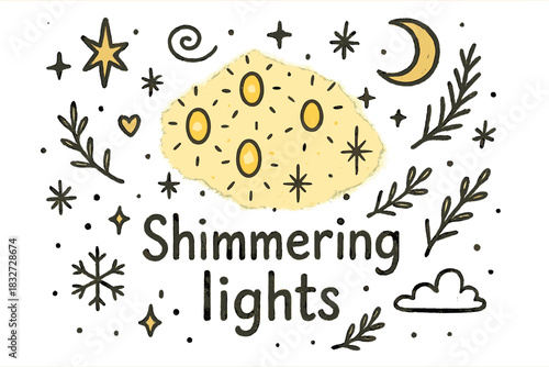 Shimmering Lights Doodle. Shimmering lights. Hand-drawn doodle illustration of Shimmering lights. Central